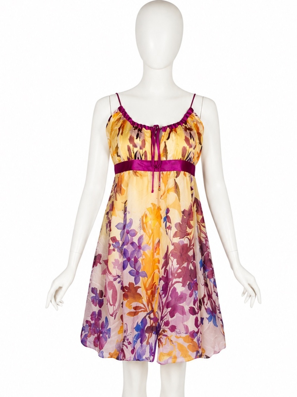 Roberto Cavalli 100% Silk Mini Dress Size 44 - Multicolor Ombre Floral